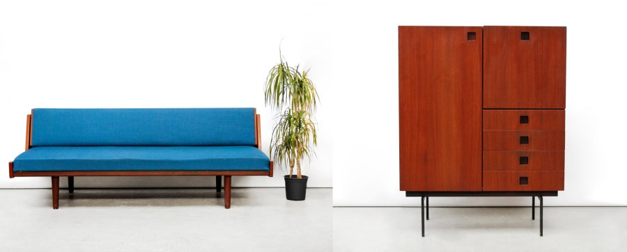 Hans Wegner bank en Pastoe Japanse serie Cabinet van OnS vintage design Amsterdam
