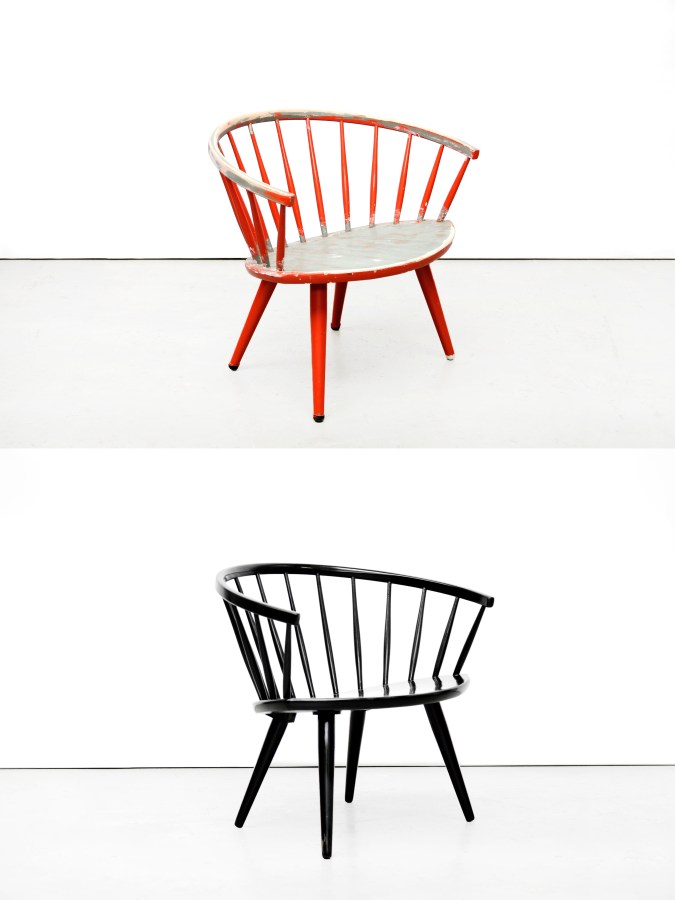 Restauratie Yngve Ekstrom Arka stoel before and after