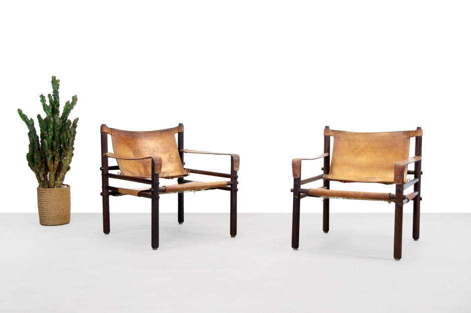 Set of two vintage Arne Norell Sirocco armchairs in Wenge and Leather Scandinavian Design by VAN ONS Amsterdam Landsmeer